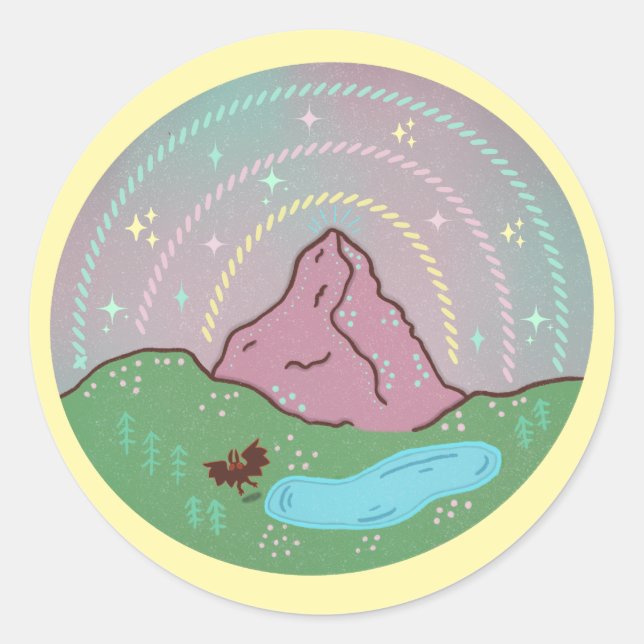 Mothman Home Planet | Cryptid Cosmic Folklore Art Classic Round Sticker (Front)