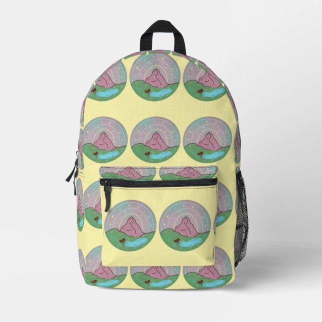 Mothman Home Planet | Cryptid Cosmic Folklore Art Printed Backpack (Front)