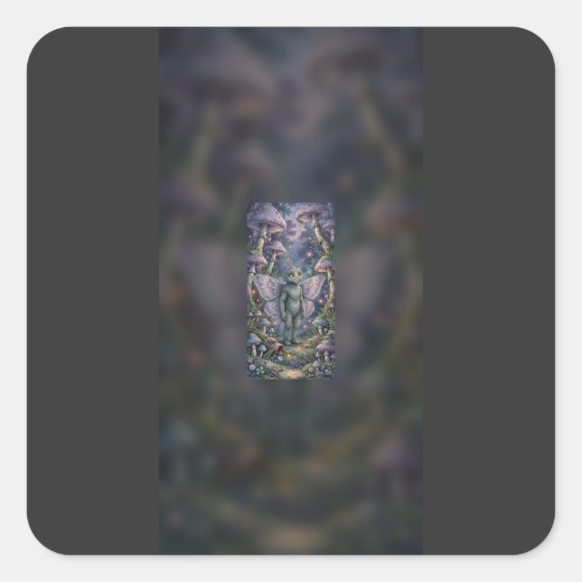 Mothman Mushroom Forest Twilight Sticker (Front)