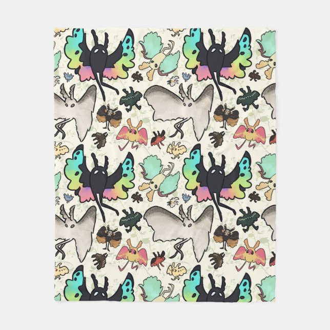 Mothman Pattern Fleece Blanket (Front)