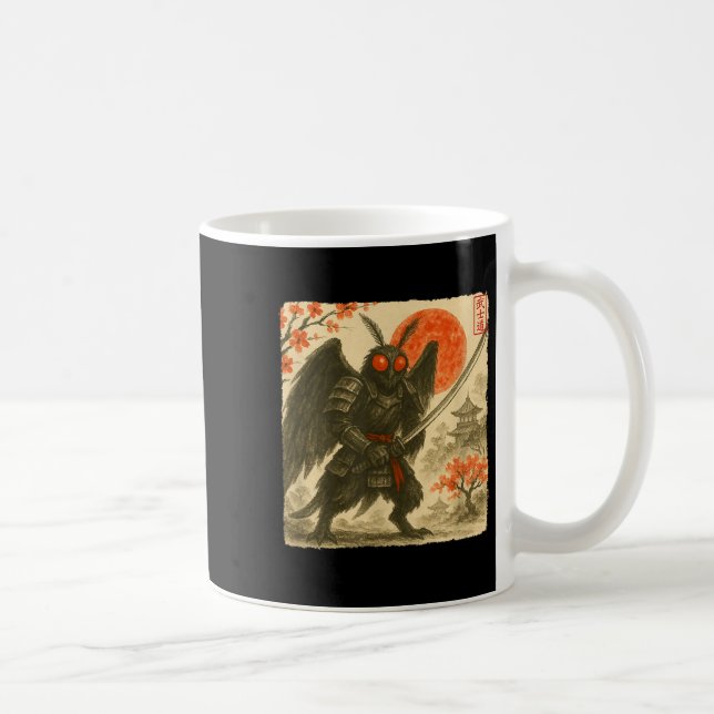Mothman Samurai Japanese Warrior Costume Sumi-e Ar Coffee Mug (Right)