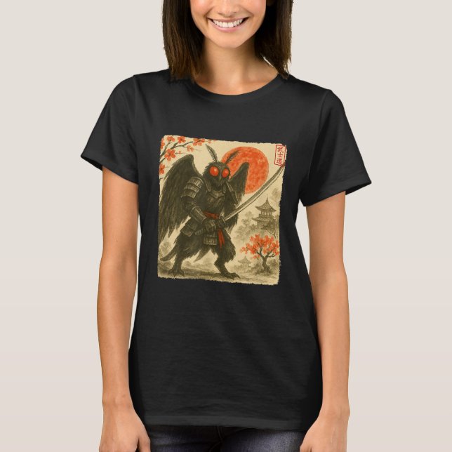 Mothman Samurai Japanese Warrior Costume Sumi-e Ar T-Shirt (Front)