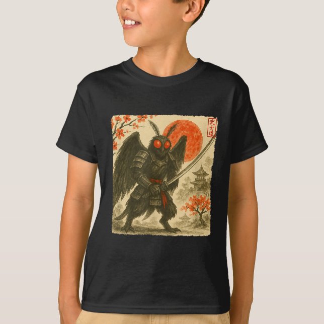 Mothman Samurai Japanese Warrior Costume Sumi-e Ar T-Shirt (Front)
