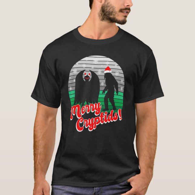 Mothman  Yeti   Christmas Cryptid T-Shirt (Front)