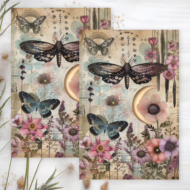 MOTHS AND BUTTERFLIES DECOUPAGE TISSUE PAPER (MOTHS AND BUTTERFLIES DECOUPAGE TISSUE PAPER)