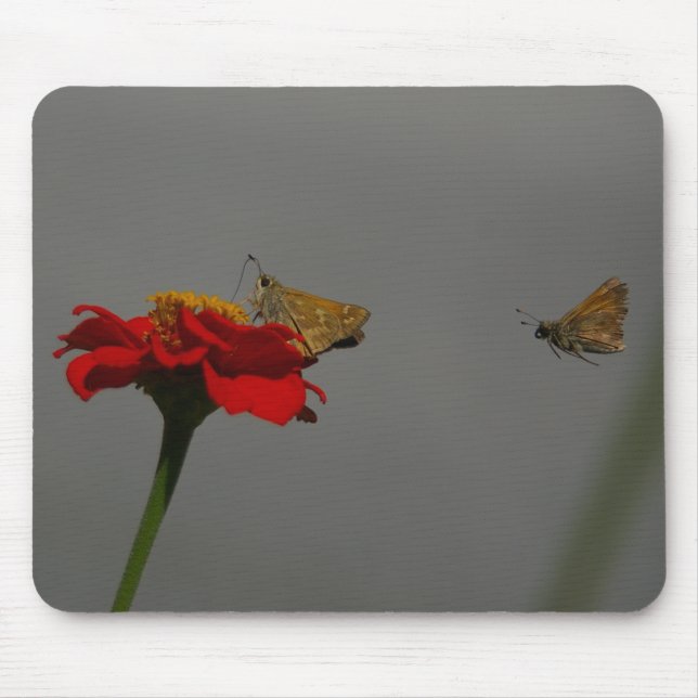Moths and Red Zinnia Mouse Pad (Front)
