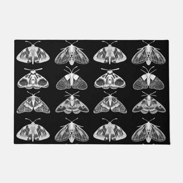 Moths in Black, White and Grey  Doormat (Front)