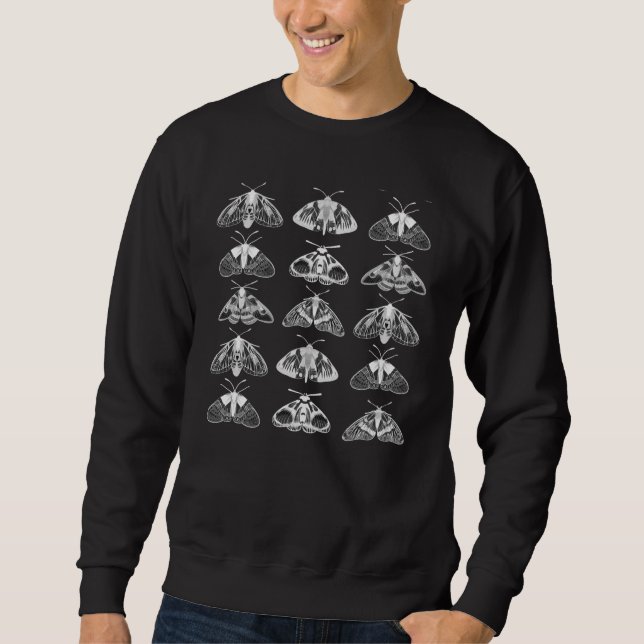 Moths in Black, White and Grey Sweatshirt (Front)