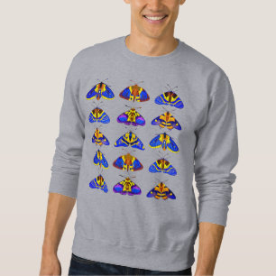 Moths in Blue, Golden Yellow and Brown Sweatshirt
