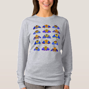 Moths in Blue, Golden Yellow and Brown T-Shirt