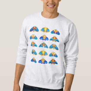 Moths in Dark Blue, Orange and Turquoise Sweatshirt