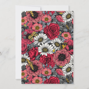 Moths on flower mix in red and grey