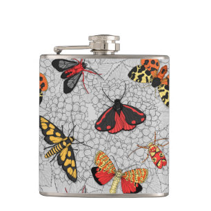 Moths on hydrangea hip flask