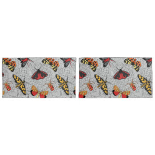 Moths on hydrangea pillowcase