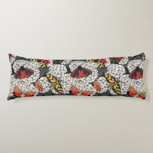 Moths on white hydrangea body cushion