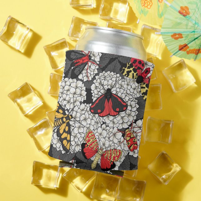 Moths on white hydrangea can cooler (In Situ Summer)