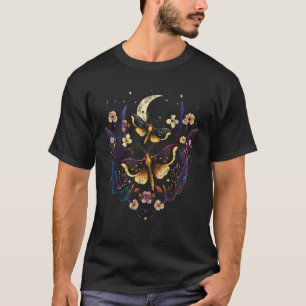 Moths with moon, flowers, butterfly, Wicca, goth,  T-Shirt
