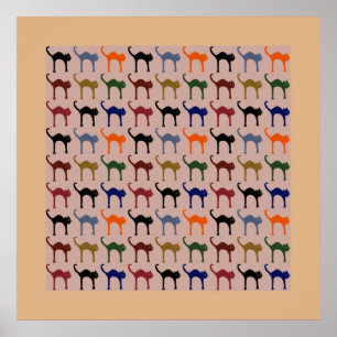 motif chat / cat pattern poster