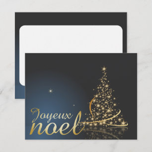 Motif de Noël bleu avec arbre de Noël doré Invitation