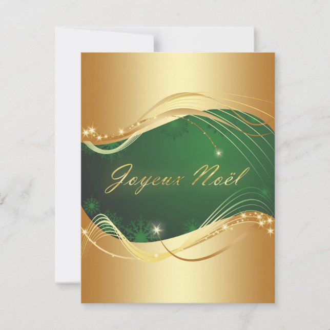 Motif de Noël or avec fond vert Invitation (Front)