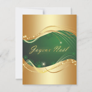 Motif de Noël or avec fond vert Invitation