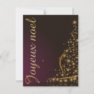 Motif de Noël pourpre avec arbre de Noël doré Invitation