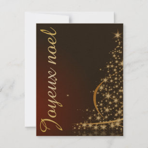 Motif de Noël rouge avec arbre de Noël doré Invitation