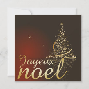Motif de Noël rouge avec arbre de Noël doré Invitation