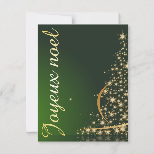 Motif de Noël vert avec arbre de Noël doré Invitation (Front)