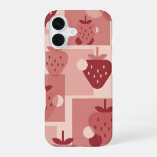 Motif Fraises Minimal Vintage iPhone 16 Case