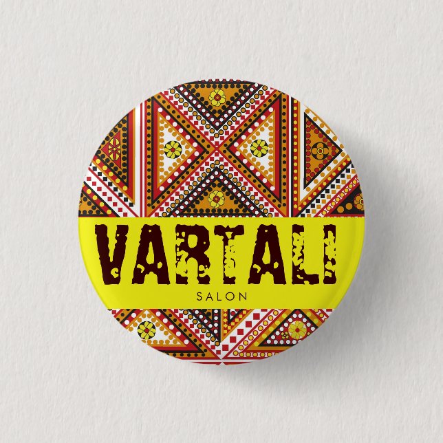 Motif Pattern Vartali Round Button (Front)