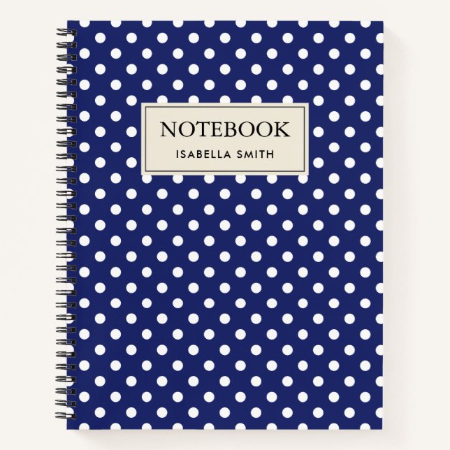 Motif Peas Blanc Marine Blue Notebook (Front)