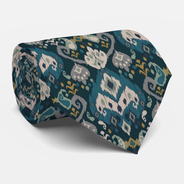 Motifs African boho paisley Floral Ikat pattern Tie (Rolled)
