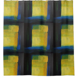 "Motion" Blue and Yellow Shower Curtain