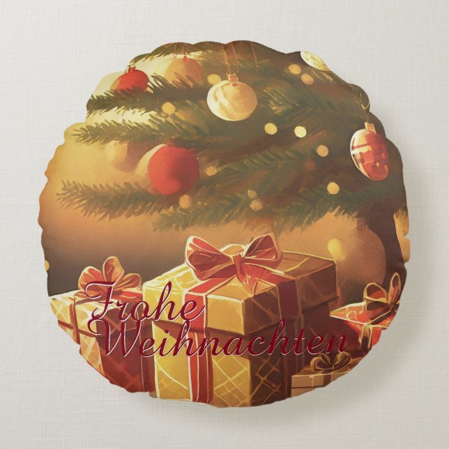 Motiv, mit Geschenken unterm Weihnachtsbaum 37016 Round Cushion (Front)