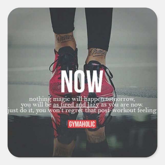 Motivaitonal Fitness Gym Square Sticker (Front)