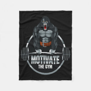 Motivate The Gym Gorilla Beast Workout Bodybuildin Fleece Blanket