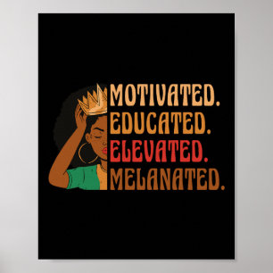 Motivated Educated Elevated Melanated Black Histor Poster