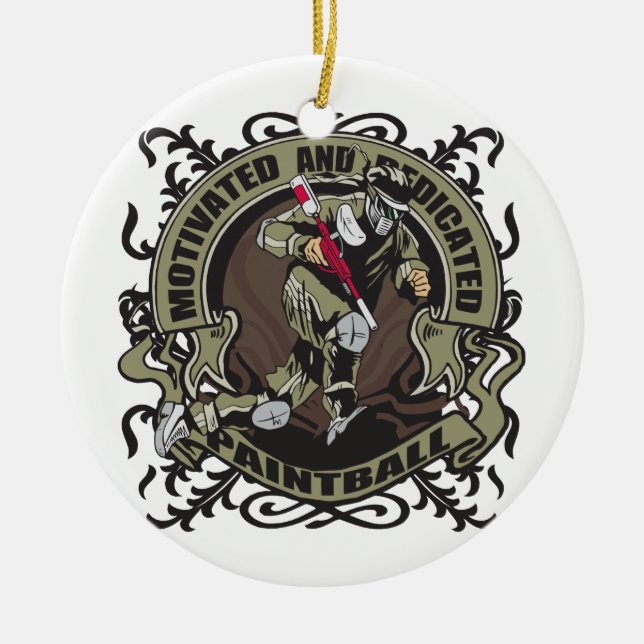 Motivated Paintball Ceramic Tree Decoration (Front)