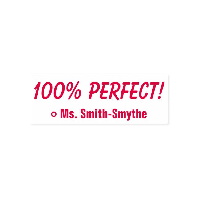 Motivating "100% PERFECT!" + Custom Tutor Name Self-inking Stamp (Design)