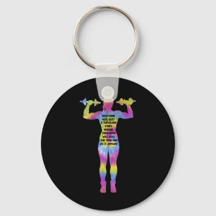 Motivating Fitness Woman Bodybuilding Gym Tie Dye  Key Ring
