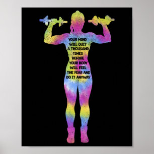Motivating Fitness Woman Bodybuilding Gym Tie Dye  Poster
