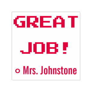 Motivating "GREAT JOB!" + Tutor Name Rubber Stamp