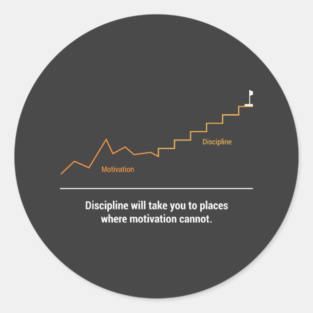 Motivation Discipline Classic Round Sticker (Front)