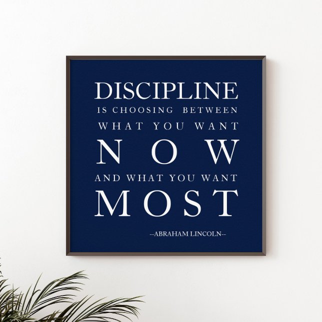 Motivation Discipline Navy Blue White  Poster (Creator Uploaded)