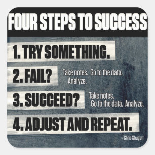 Motivation - Four Steps To Success - Inspirational Square Sticker