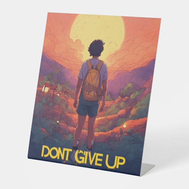 "Motivation on the Table: Don't Give Up" Pedestal Sign (Front)