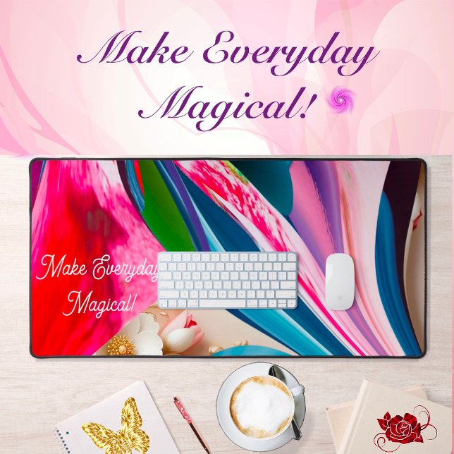 Motivation Quote Flower Collage Liquify Abstract  Desk Mat (Creator Uploaded)