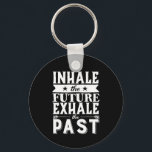 Motivation Quote Inhale The Future Exhale The Past Key Ring<br><div class="desc">Inspirational motivation quote to keep you inspired and motivate others around you.

Beautiful saying about letting go of the past failures,  bad relationship and move on. Breathe. Inhale the future. Exhale the past.

Background colour can be customised to your desired colour.</div>