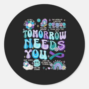 Motivation Ribbon Suicide Prevention Awarenes Wome Classic Round Sticker